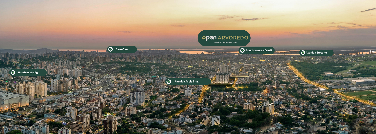 Localização e vista aérea do Open Arvoredo perto do Bourbon Wallig